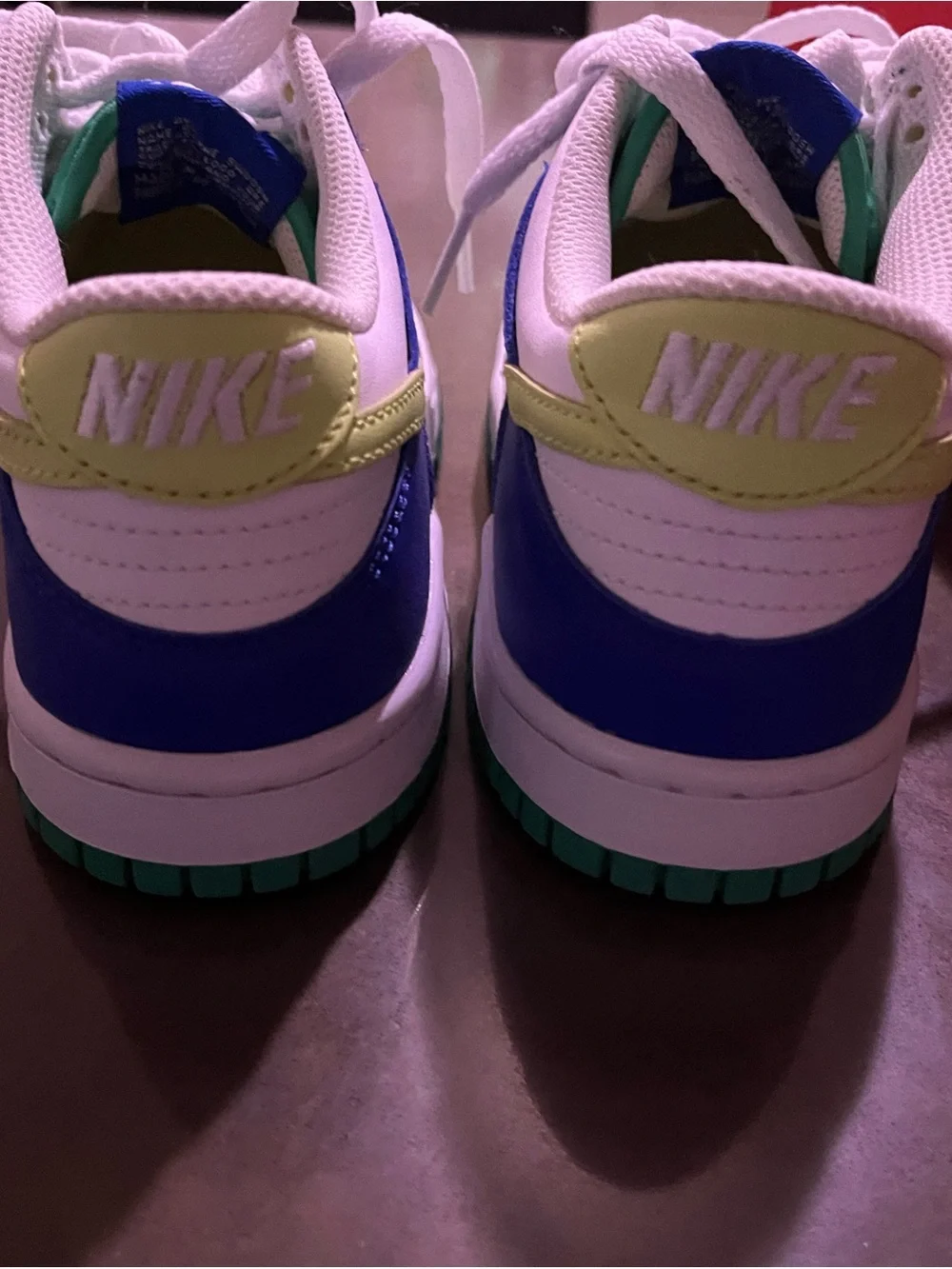 Nike Kids Low-Top Sneakers in White, Green, Blue & Yellow 5Y or 6.5W